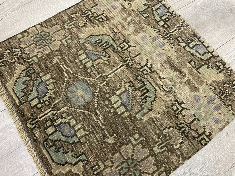 2x2 Brown rug, 2x2 Small rug, 2x2 Square rug, Turkish vintage rug, 2.0x2.0 ft gallery