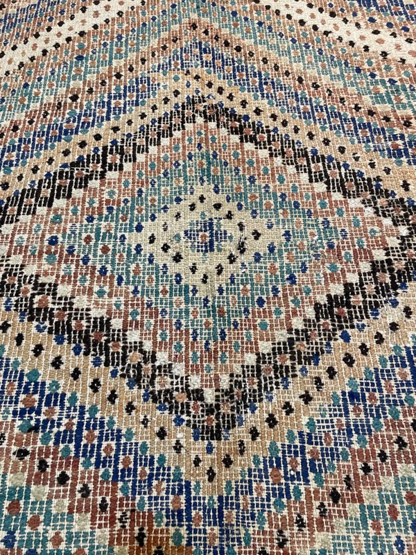 Antique Oriental Hand-Knotted Wool Area Rug Ivory/Blue/Green/Red 6'8" x 10'2" gallery