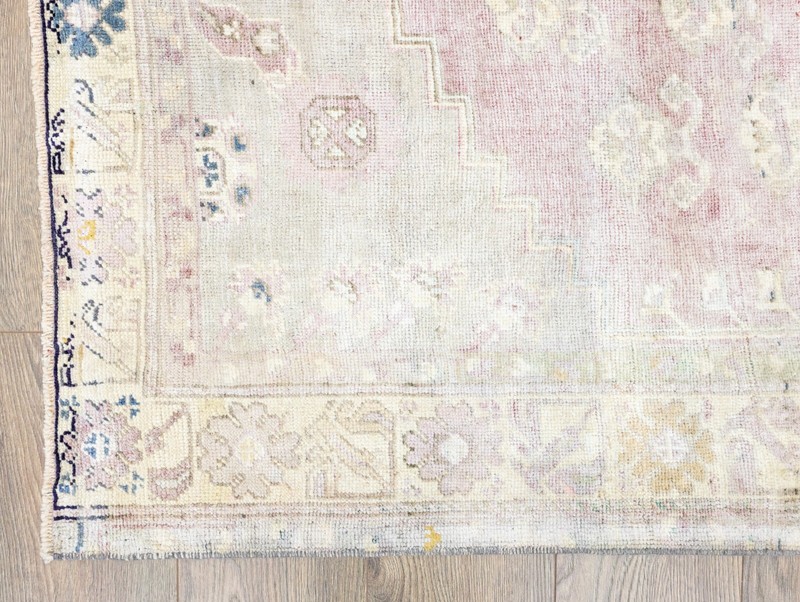 Muted Turkish Oushak Oriental Hand Knotted Wool Area Carpet Rug Pink 4.2x6.9 ft gallery