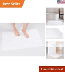 Ultra-Soft 17×24 Quick Dry White Cotton Bath Mat – Machine Washable, Non-Slip