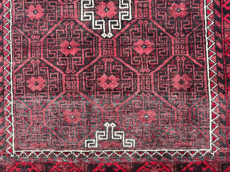 VINTAGE CLEANED BALUCHI RUG HANDMADE EASTERN WOOL TRIBAL RED CARPET 6' x 3'3" gallery