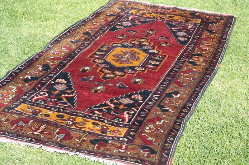 Rare Antique Cr1900-1939's Multi-Colored Wool Pile Area Rug 3'10''x9' gallery