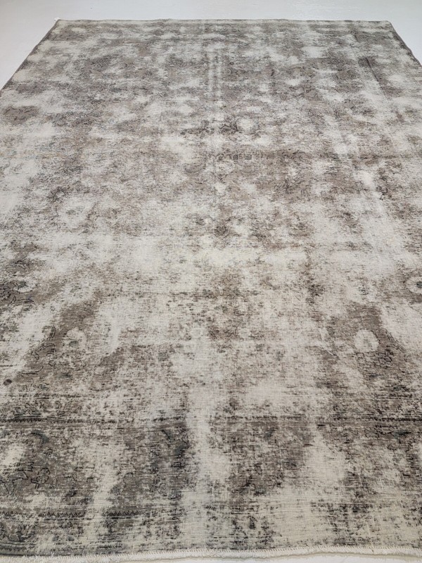 Antique Oriental Hand-Knotted Wool Area Rug Distressed Charcoal 9'6" x 12'10" gallery