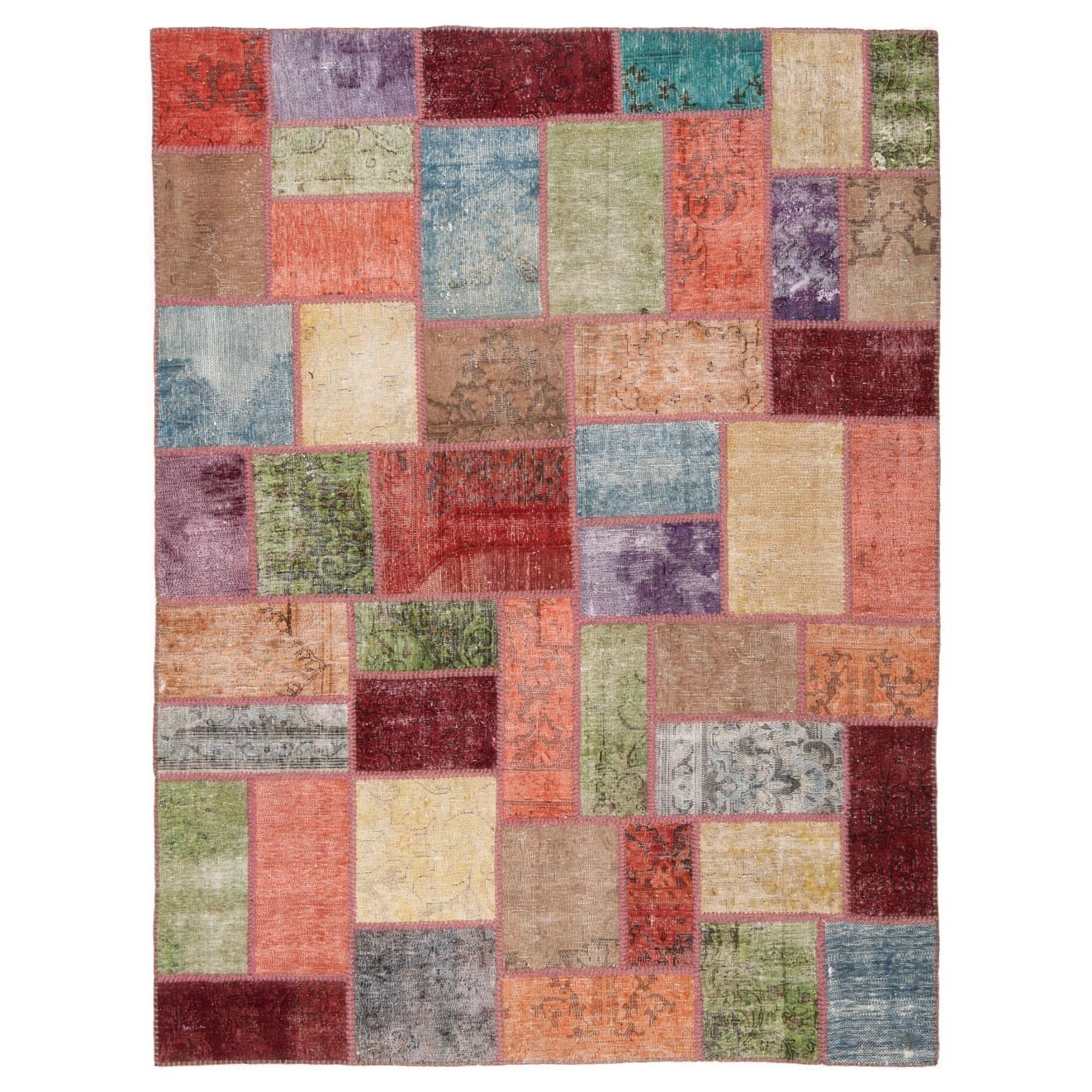 Dicarpet Patchwork 208x157 cm Handmade Vintage Oriental Rug Carpet gallery