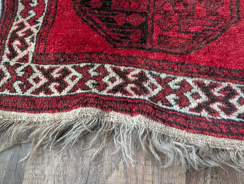 Art Deco Afghan Turkoman Rug Floor Mat Carpet Hand Knotted Tied 38" long 27 wide gallery