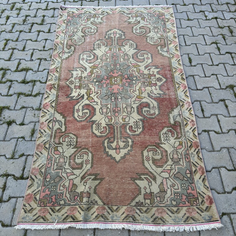 Vintage Turkish Oushak Rug Handmade Wool 4x8 Distressed Anatolian-Tariff Free gallery