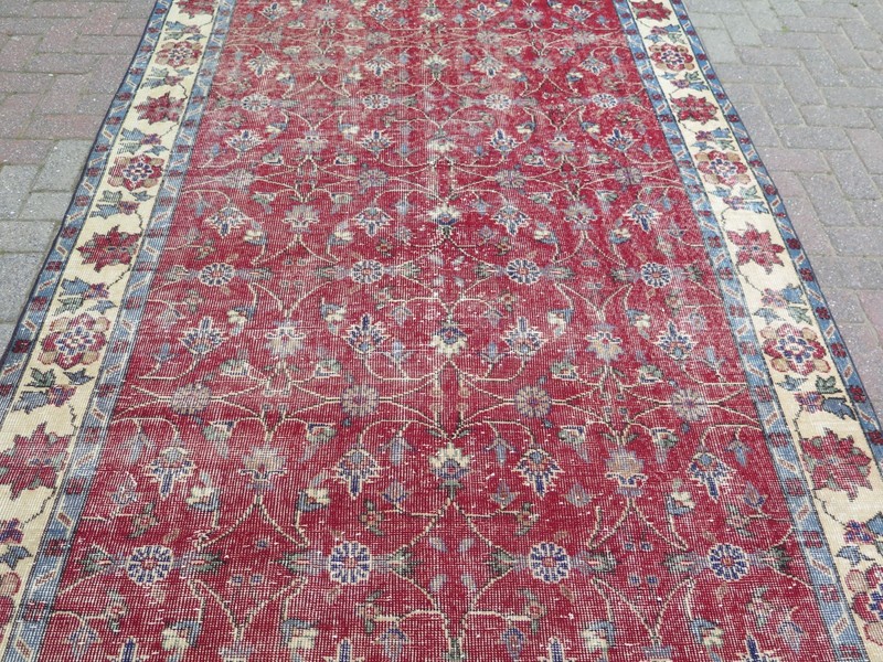 Area Rug Vintage Rug Handmade Red Turkish Carpet 6x9 Rug Wool Large Rug 69"x103" gallery