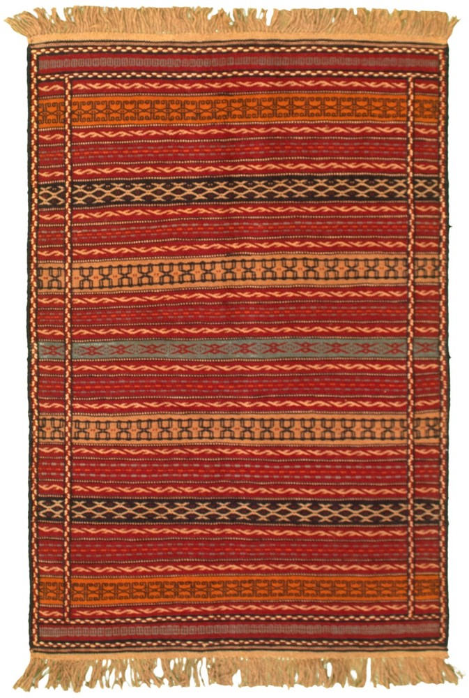 Vintage Hand Woven Area Rug 3'4" x 5'0" Traditional Wool Oriental Carpet