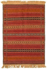 Vintage Hand Woven Area Rug 3’4″ x 5’0″ Traditional Wool Oriental Carpet