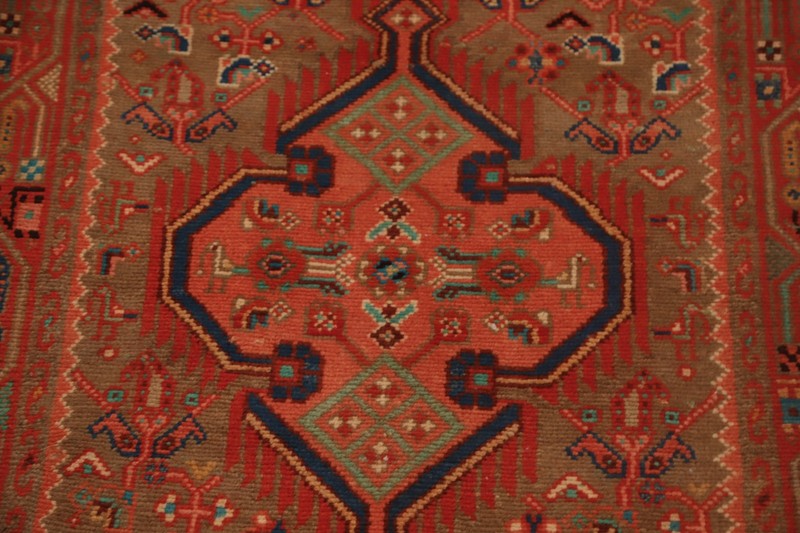 Geometric Brown/ Orange Traditional Narrow/ 10 ft Runner Handmade Rug 3x10 gallery