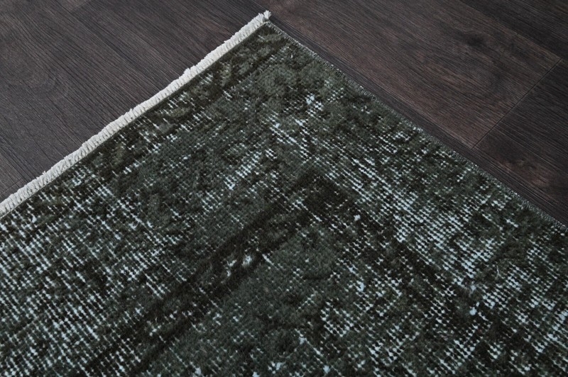 Vintage Turkish Runner Rug 2x5ft Wool Anatolian Handmade Hallway Oushak GREEN gallery