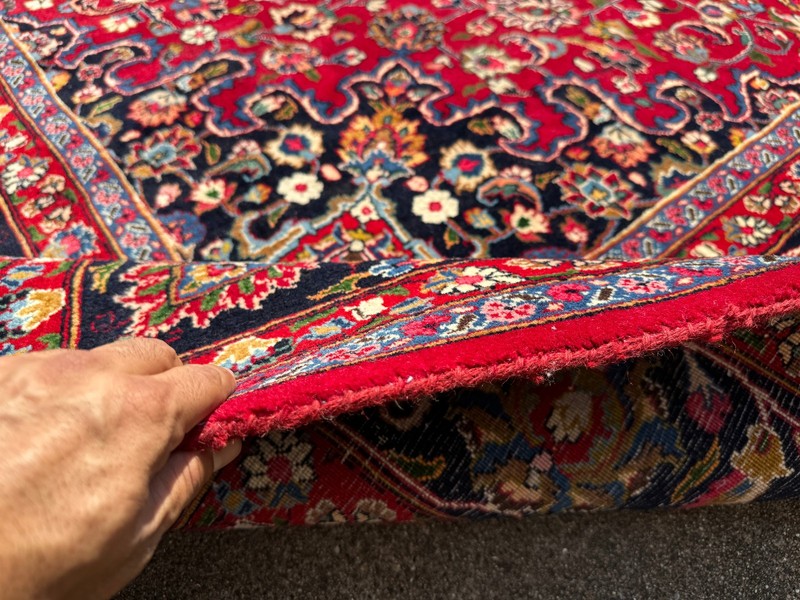 RED ORIENTAL RUG handmade ANTIQUE 10x13 VINTAGE colorful navy blue old big 9x12 gallery