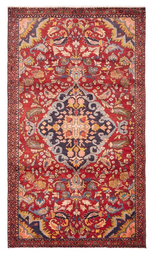 Vintage Hand-Knotted Area Rug 5'4" x 9'6" Traditional Oriental Wool Carpet