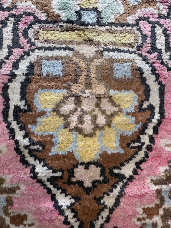 Vintage Fabulous Hand Knotted Kashmiri Silk Prayer Design Rug 150x92 Cm gallery