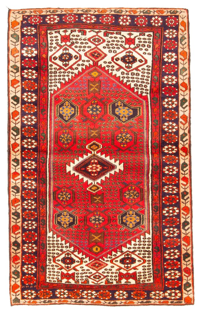 Vintage Hand-Knotted Area Rug 4'1" x 6'9" Traditional Wool Carpet