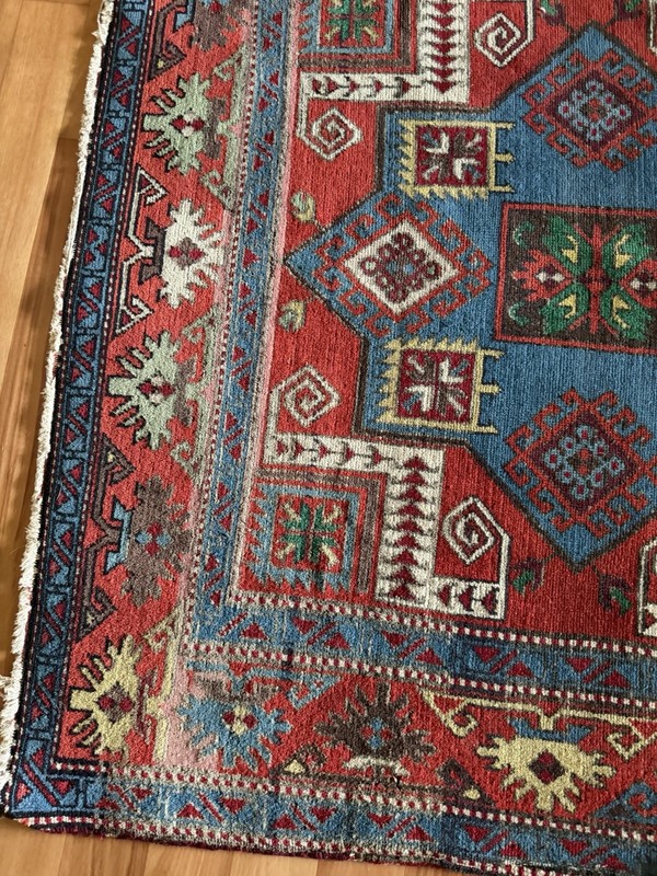Semi Antique Hand Knotted Caucasian Kazak Rug 6’ X 4’ gallery