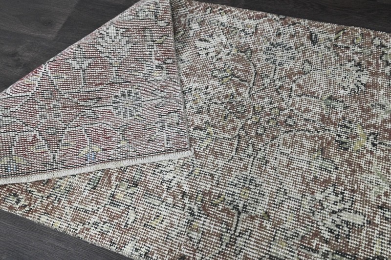 Vintage Turkish Runner Rug 2x8ft Wool Anatolian Handmade Hallway Oushak BROWN gallery