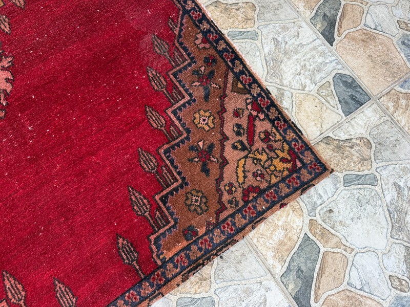 Vintage Red Turkish Oushak Rug 4x7 Handknotted Tribal Anatolian Area Rug Wool gallery