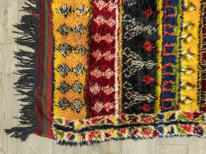 Antique Turkish Tulu Rug 4.3x5.9 ft Handwoven Wool Mohair – Boho Tribal Heritage gallery