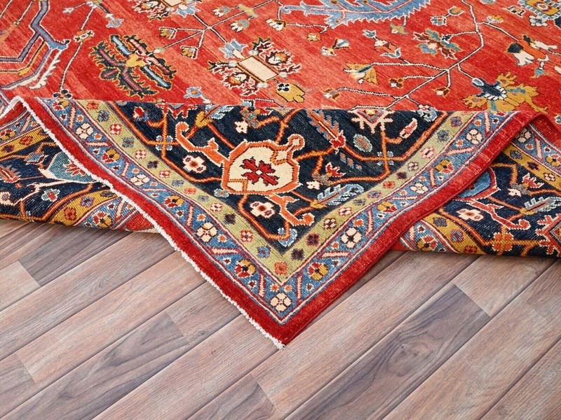 Exquisite Madder Root Red, Serapi Design, Heriz Hand-knotted Rug 8'10" x 11'8" gallery