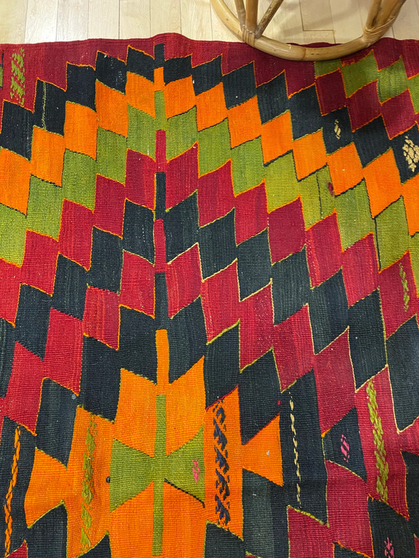 Orange Runner Rug| Hand-made 5'x13'ft Turkish Anatolian Sivas Kilim Runner Rug gallery