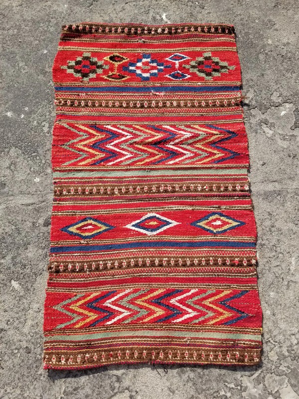 Vintage Traditional Handmade Tunisian Wool Multicolor Kilim 117x60cm gallery