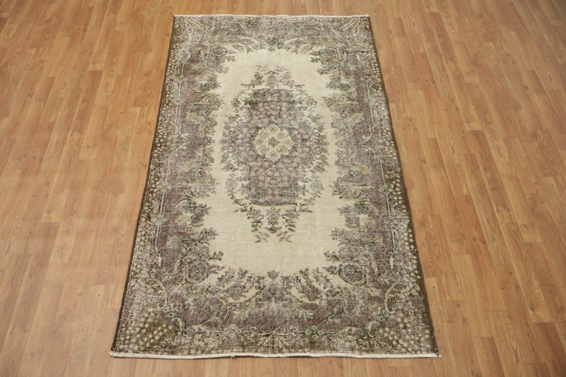 Luxurious Distressed Floral Anatolian Turkish Rug 4x7 Ft Handmade Wool Carpet gallery