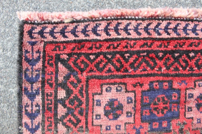 Vintage Hand Made Traditional Oriental Wool Red Short Runner 151x63cm gallery