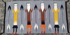 Antique Navajo Handwoven Native American Mexican Yei Wool Rug 38x20in