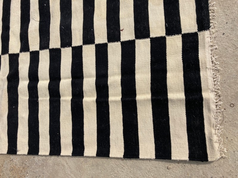 Vintage Traditional Handmade IKEA Piano Key Illusion Strip Kilim Rug 357x254 cm gallery