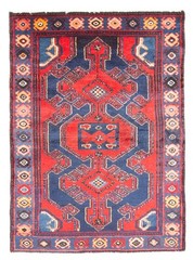 Vintage 3’4″ x 4’9″ Traditional Hand Knotted Vegetable Dye Wool Area Rug