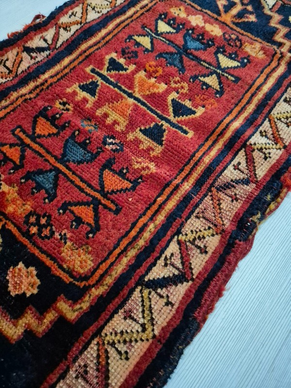 Antique Rug Pillow, Anatolian Small Rug, Auction,Kurdish Pillow Rug, Hand Woven gallery