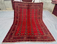 7×9 Red Antique Ersari Afghan Large Area Rug Hand Knotted Wool Tribal Boho Black