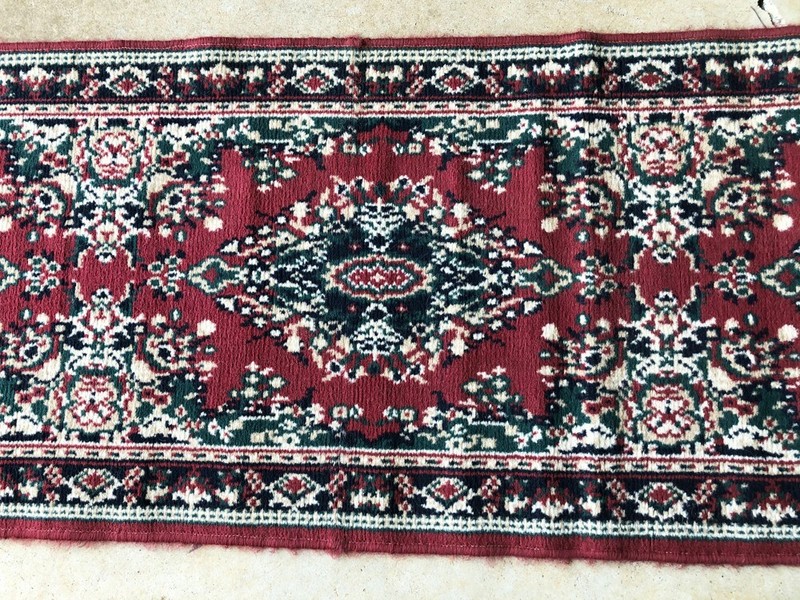 Vintage Oriental / Middle Eastern-Style Runner Rug - 94"x23" w/2 1/2" Fringe gallery