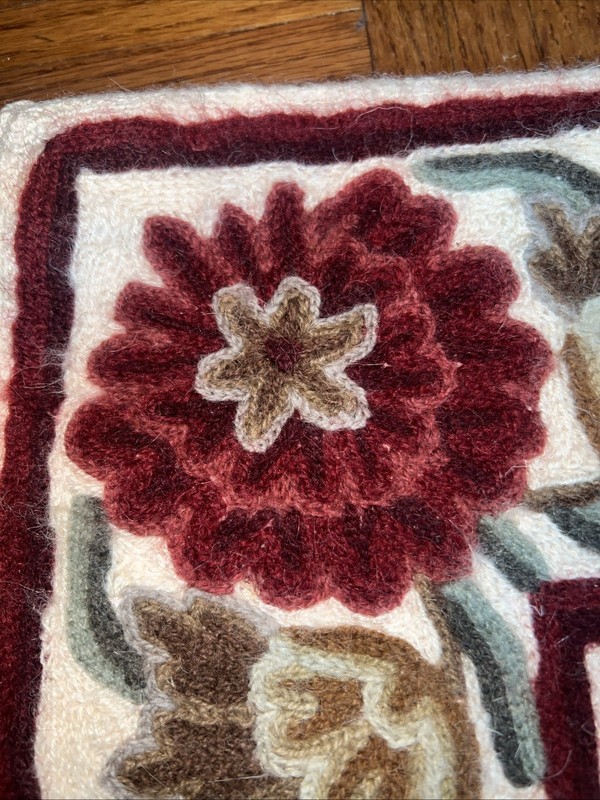 Vintage Hand Woven Wool Traditional Kashmiri Multicolor Kilim Rug Carpet 55x34” gallery