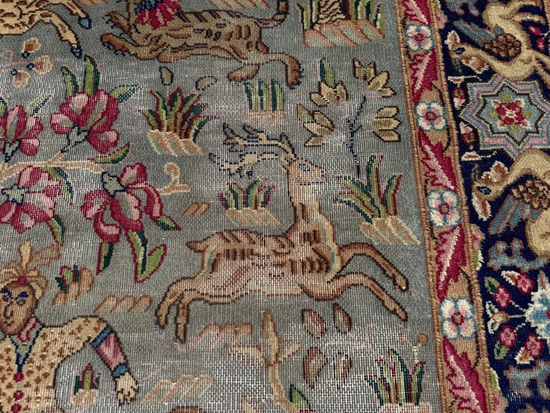 5x8 BLUE ANTIQUE ORIENTAL RUG handwoven real vintage handmade fine old worn ft gallery