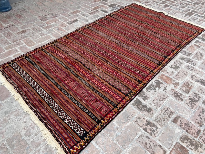 Vintage Mashwani Kilim Rug 5x10 Ft Handmade Afghan Wool Tribal Flatweave Carpet gallery