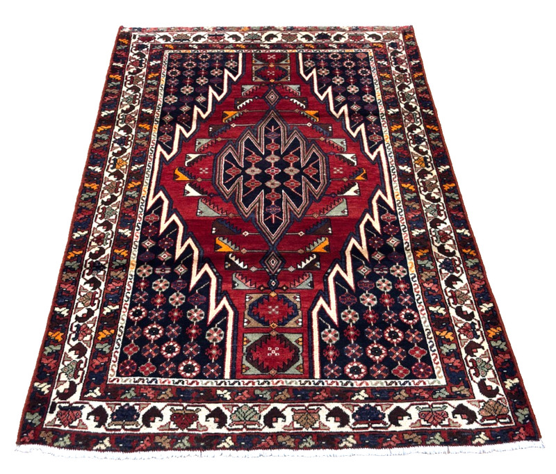 Vintage Mazlaghan Tribal Area Rug Hand Knotted Wool Oriental 5x6 Red Geometric gallery
