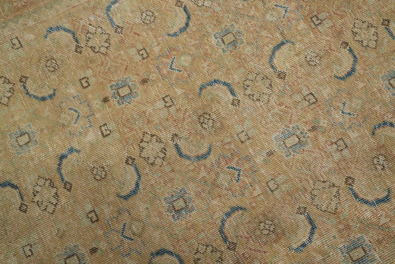Antique Muted Peach Wool Handmade Vegetable Dye Traditional Room Size Rug 10x13 gallery