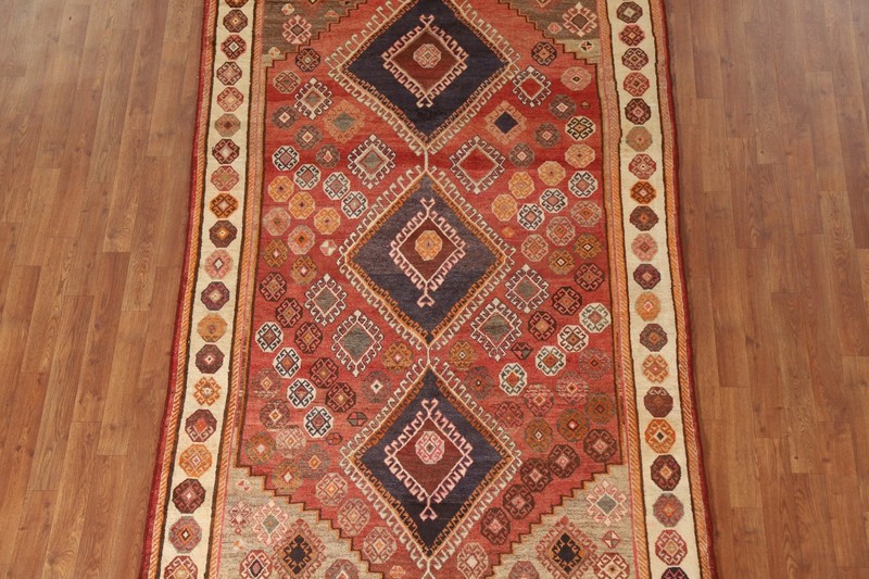 Geometric Rust Wool Area Rug 5x8 Vintage Tribal Traditional Handmade Carpet gallery