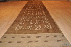 _HALL_RUNNER_13 FT. HANDMADE VEGETABLE DYE KILIM RUG tan khaki Brown *Kazak*