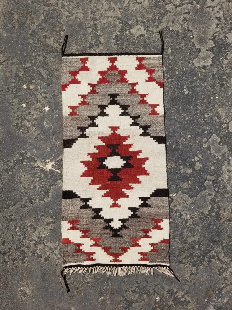 Vintage Handwoven Native American Navajo Wool Multicolor Kilim 2.9x1.4 ft