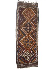 Wool Flat Weave Oriental Runner Rug Tribal Design Carpet 4’3 x 12’5 ft