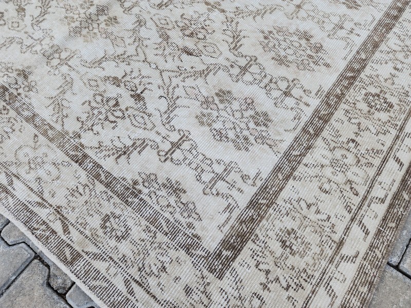Oushak Rug 6x9, Neutral Rug Beige, Hand Knotted Area Rug, Vintage Rug Large gallery