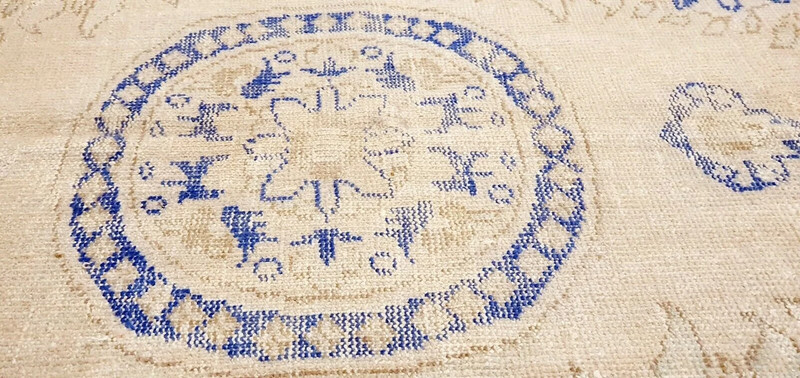 Rare Antique Wool Pile Muted Dye Distressed Oushak Bohemian Area Rug 7x10ft gallery