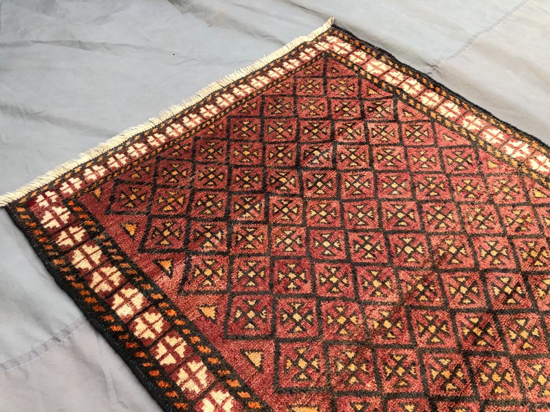 3'6x5'10 ft Antique Afghan Baluchi Rug Geometric Wool Hand Knotted Kitchen Rug gallery