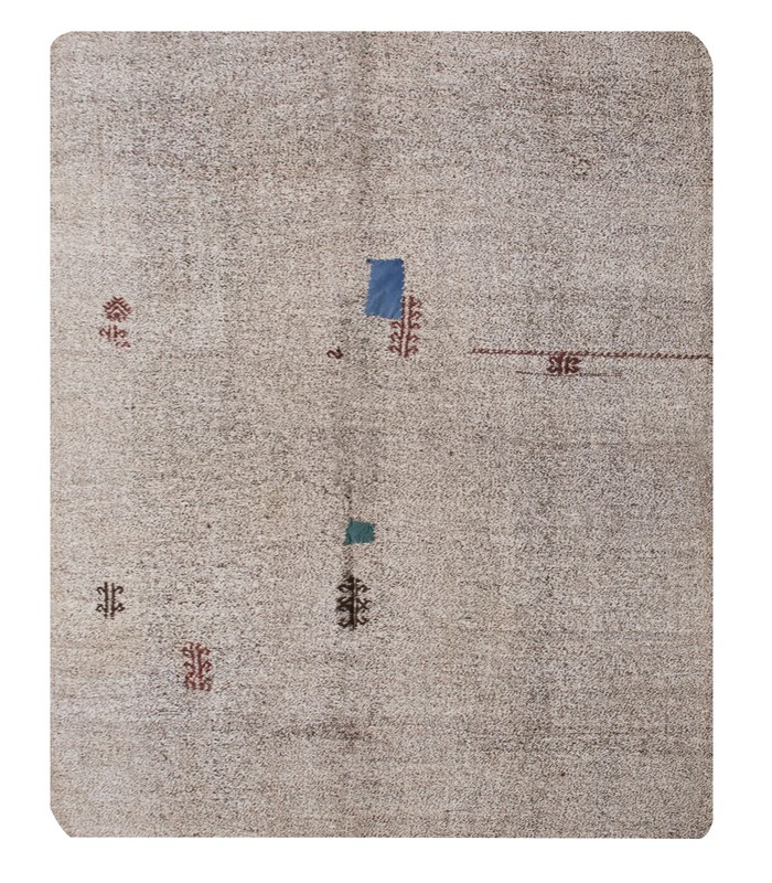 Goat Hair Solid Kilim Rug,Vintage Minimal Kilim,Turkish Kilim, 6'11 x 8'7 ft gallery