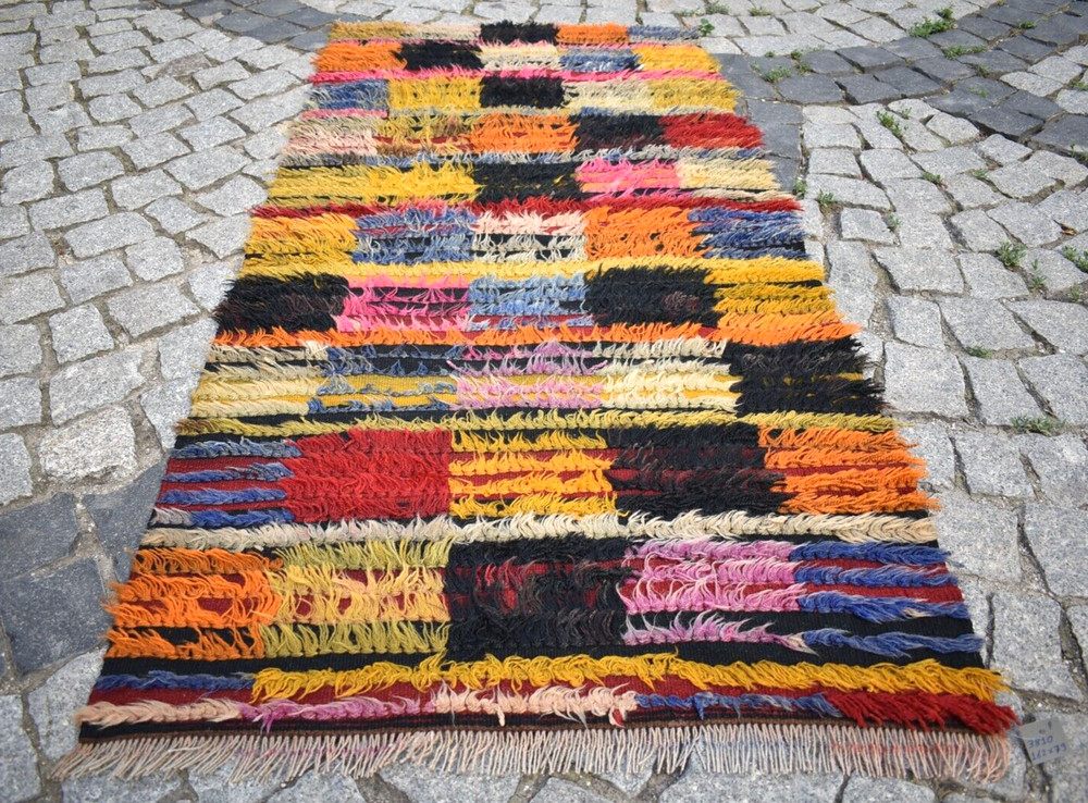 unique! Turkish Tulu Rug 2'6'' x 5'3'' ft Anatolian Primitive long Pile Tulu Rug