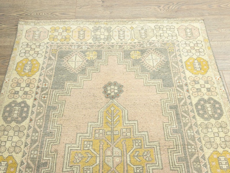 Turkish Oushak Rug 3.8x5.9 ft – Vintage Hand-Knotted Wool Pastel Accent Carpet gallery