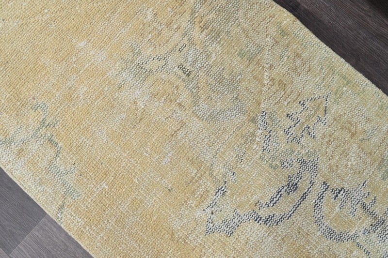 Vintage Turkish Runner Rug 2x10ft Wool Anatolian Handmade Hallway Oushak BEIGE gallery